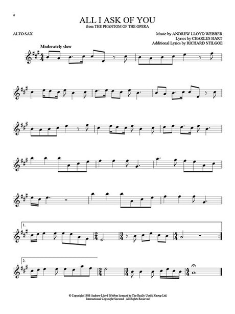 Phantom of the Opera broadway show solos for alto sax sheet music