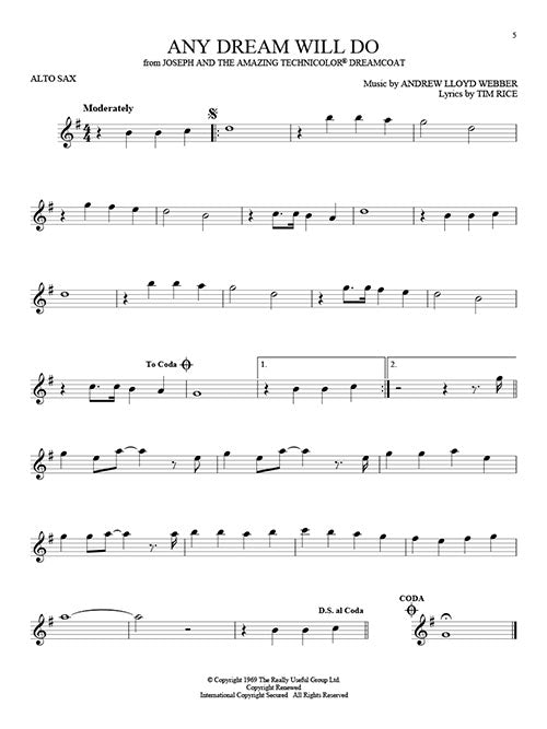 Joseph broadway show solos for alto sax sheet music