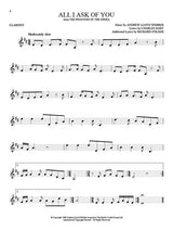 Phantom of the Opera broadway show solos for clarinet sheet music