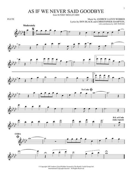 Top broadway show songs for flute sheet music