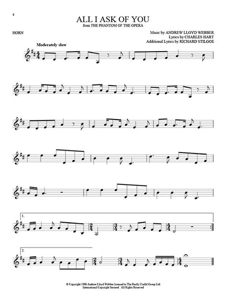 Phantom of the Opera broadway show solos for horn sheet music