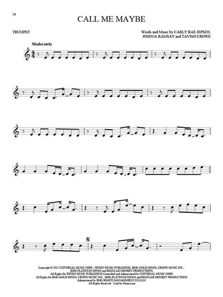 Call me maybe solo trumpet sheet music