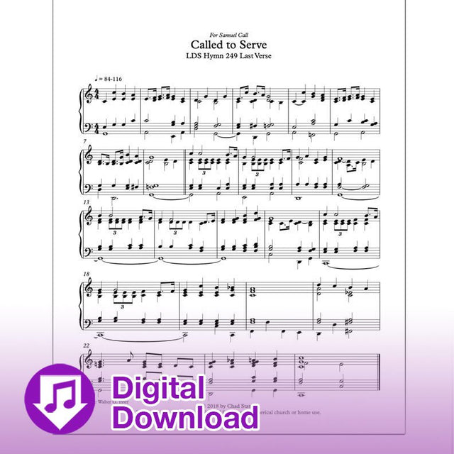 Called to serve free LDS sheet music for organ