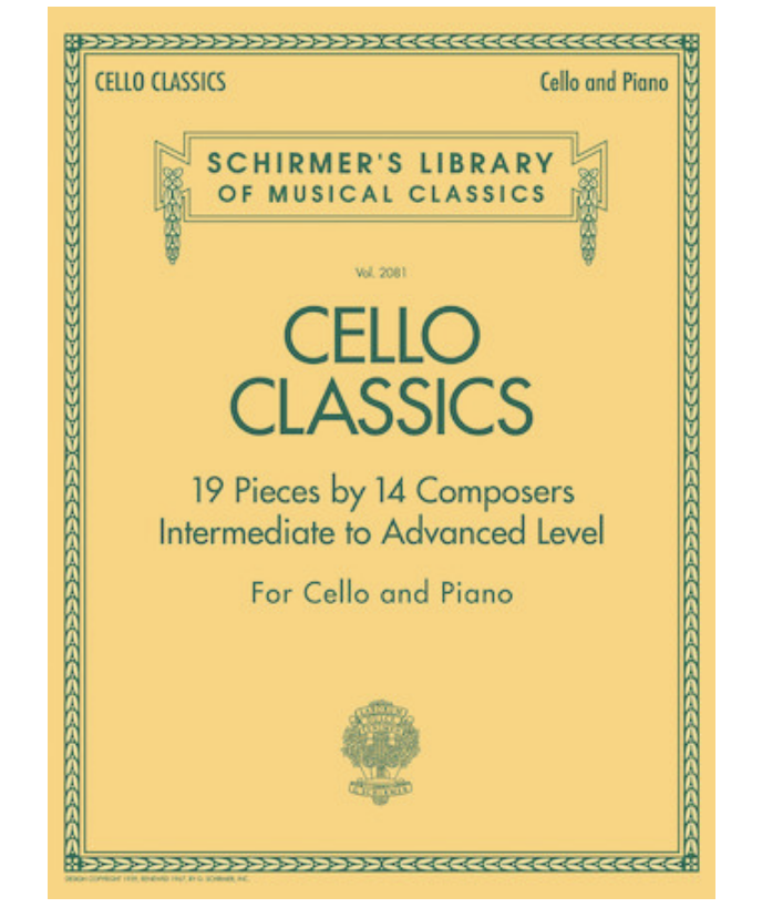 Cello. sheet music of classics by schirmer