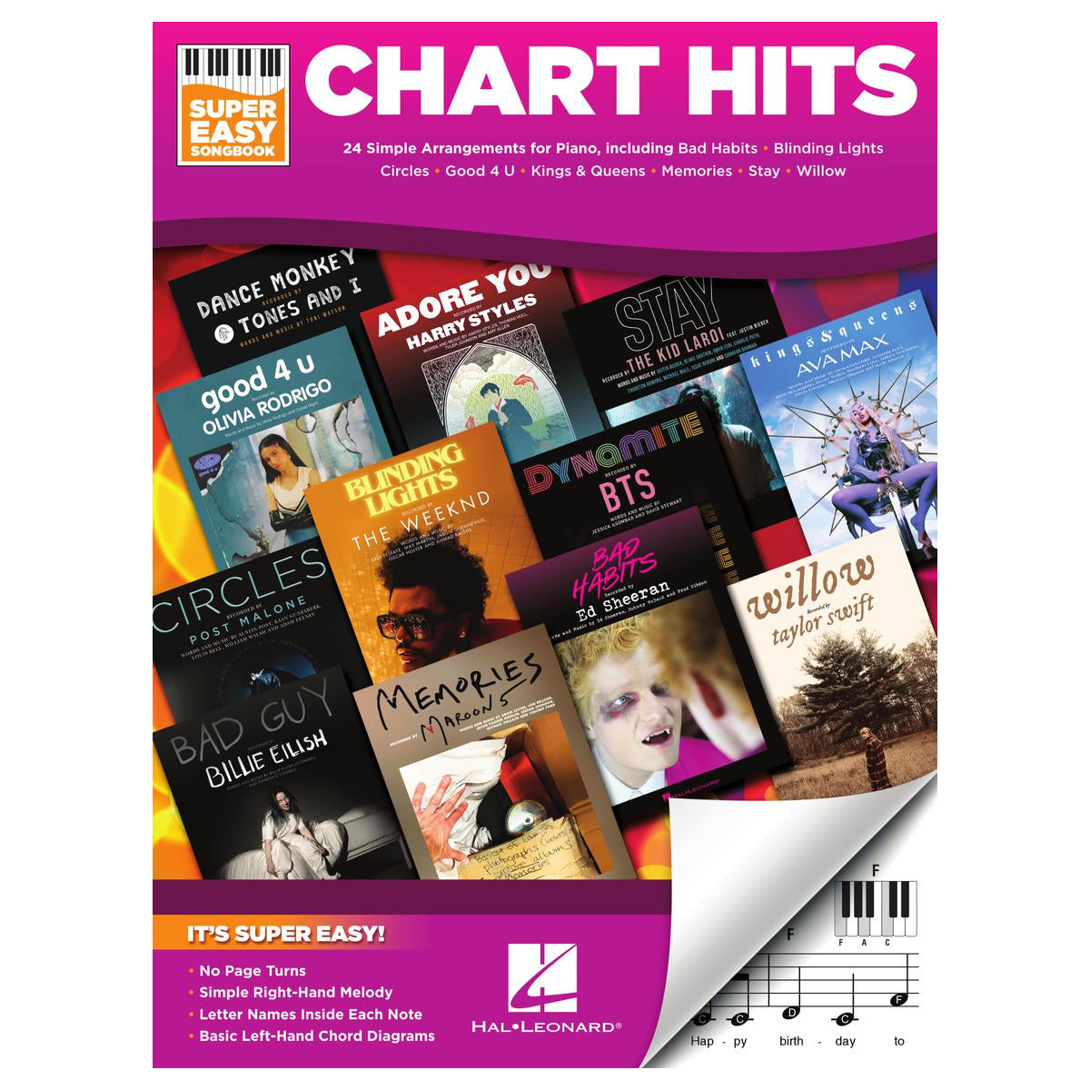 Chart hits of super easy piano sheet music