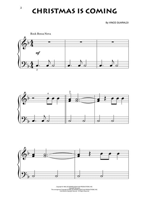 christmas is coming sheet music for easy piano by charlie brown