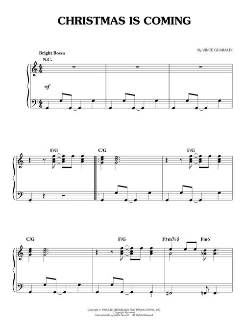 christmas is coming sheet music for piano