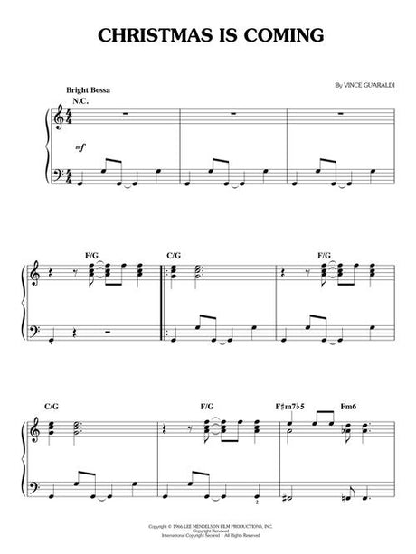 christmas is coming sheet music for piano