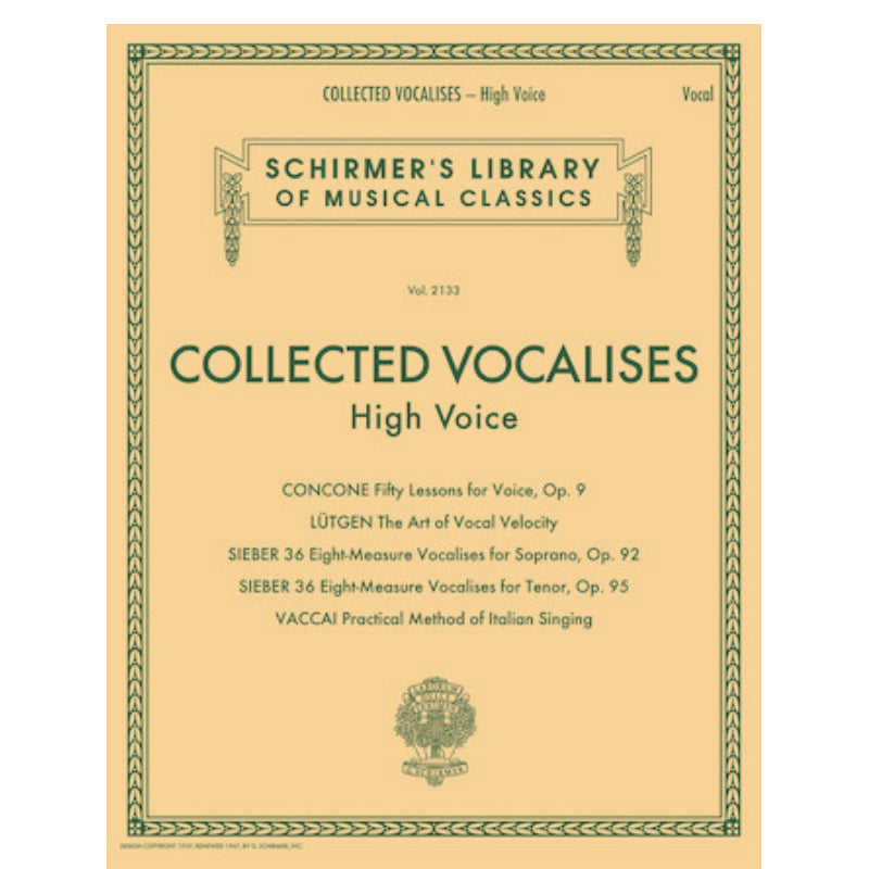 Collected vocalises by schirmer for high voice