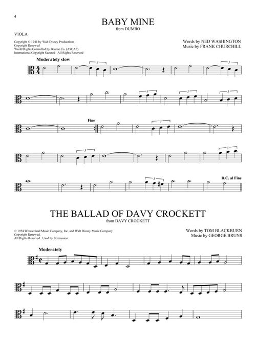 davy crockett disney sheet music for solo viola