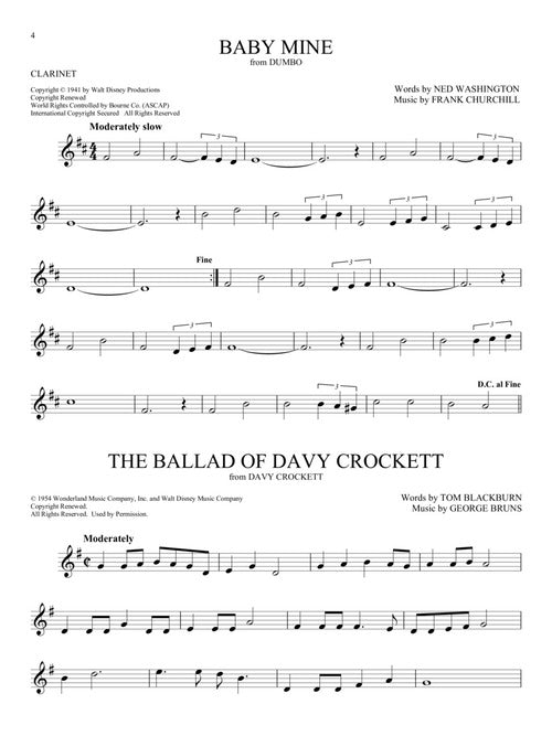 Disney Davy Crockett clarinet solo sheet music