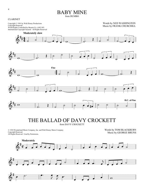 Disney Davy Crockett clarinet solo sheet music