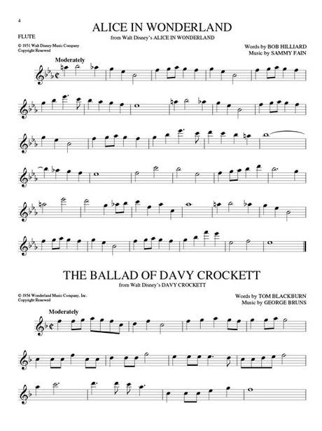 disney flute sheet music of alice in wonderland