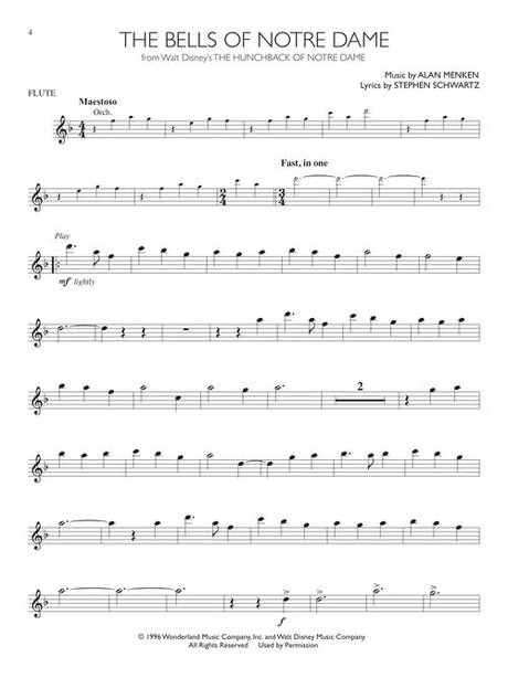 disney flute sheet music of bells of notre dame solo