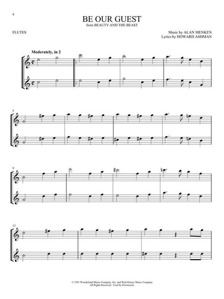 disney flute sheet music duets for be our guest