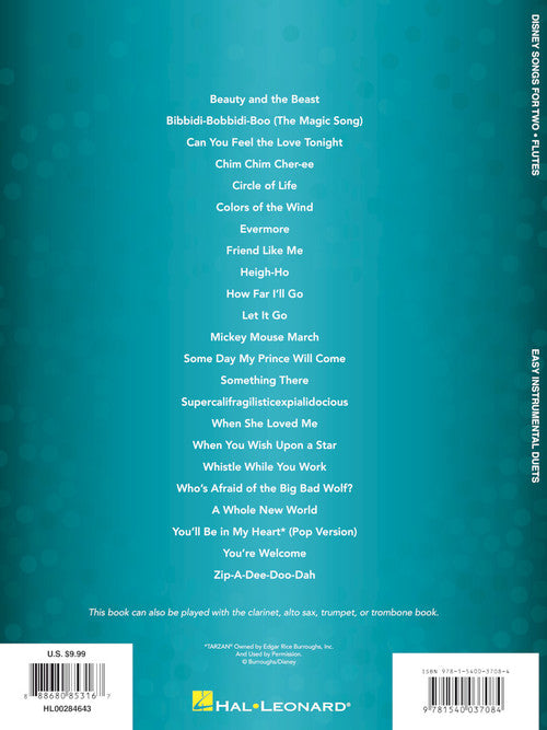 disney flute sheet music duets list