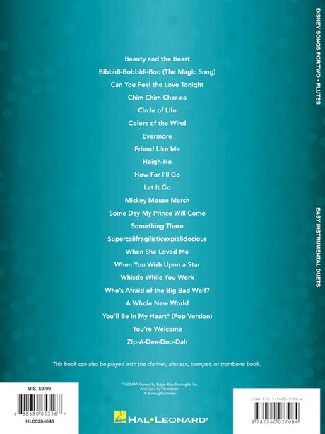 disney flute sheet music duets list