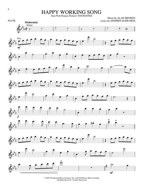 disney flute sheet music enchanted happy working song