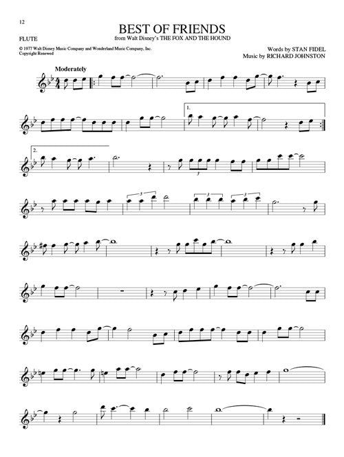 disney flute sheet music from fox and the hound