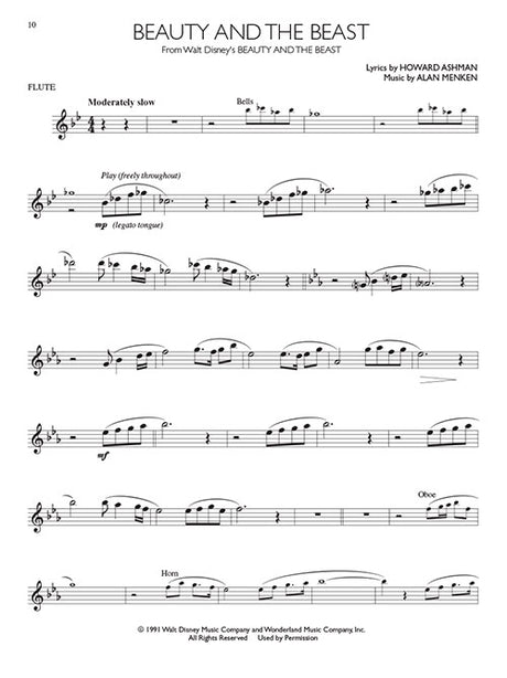 disney flute sheet music movie hits from beauty and the beast