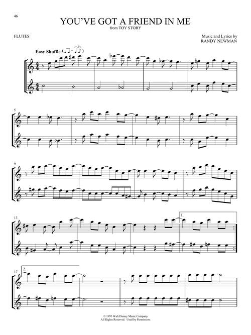 disney flute sheet music of toy story song