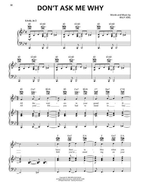 don't ask me why sheet music by billy joel piano, vocal and guitar chords