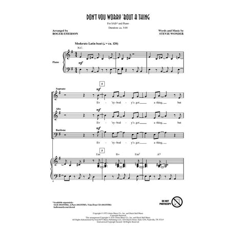 Don't you worry 'about a thing stevie wonder choir sheet music