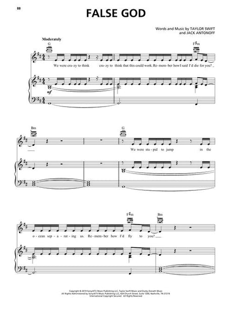 false god by taylor swift piano sheet music songs