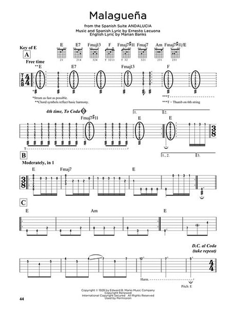 first 50 songs for guitar sheet music malaguena