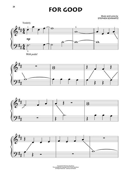 for good from wicked sheet music for beginner piano