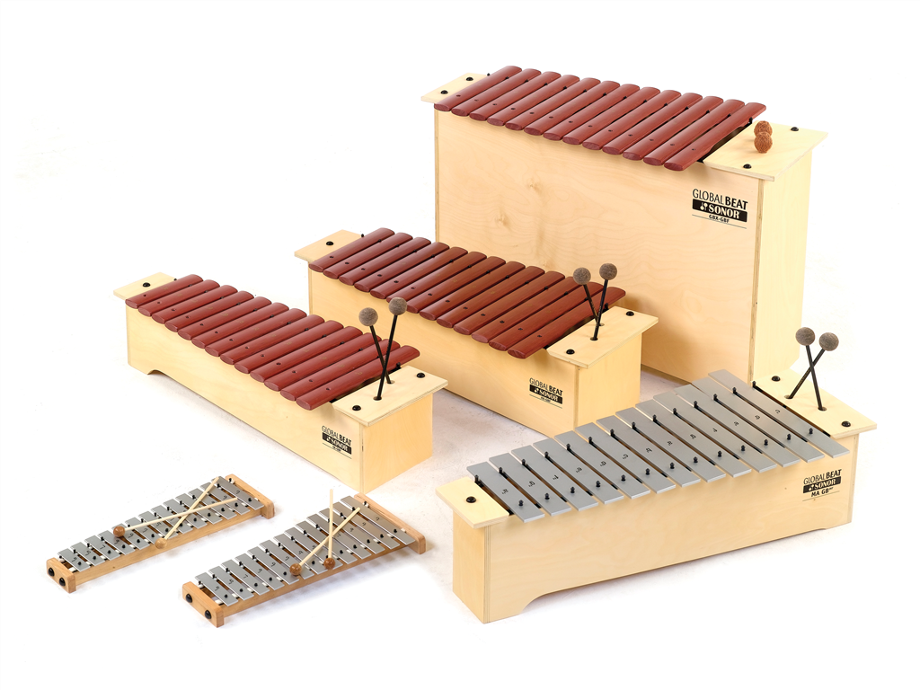 Set of 6 Sonor orff instruments bundle of bass xylophone, soprano xylophone