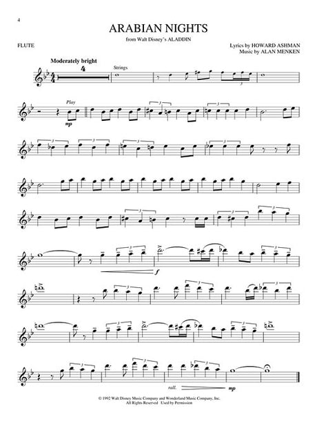 great disney flute sheet music from aladdin