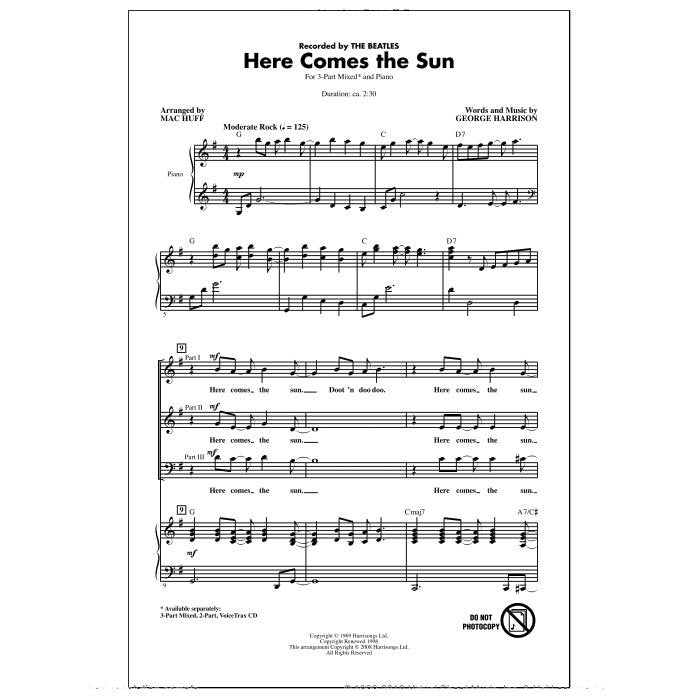 Here comes ther sun choir sheet music