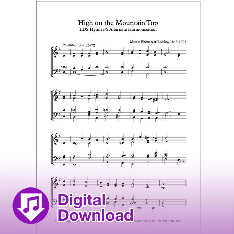 High on the mountain top choir sheet music hymn