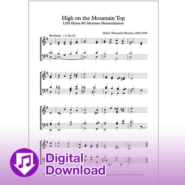 High on the mountain top choir sheet music hymn