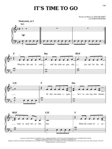 its time to go by taylor swift piano songs sheet music for beginners