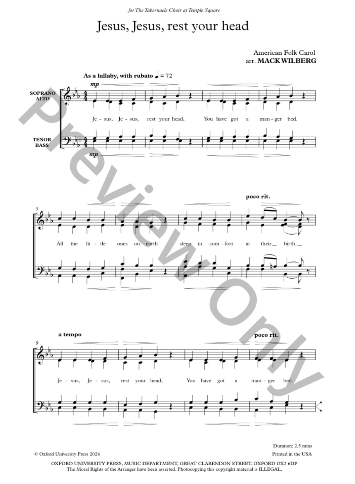 christmas sheet music for jesus jesus rest your head