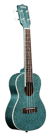 Kala brand ukulele in aqua sparkle