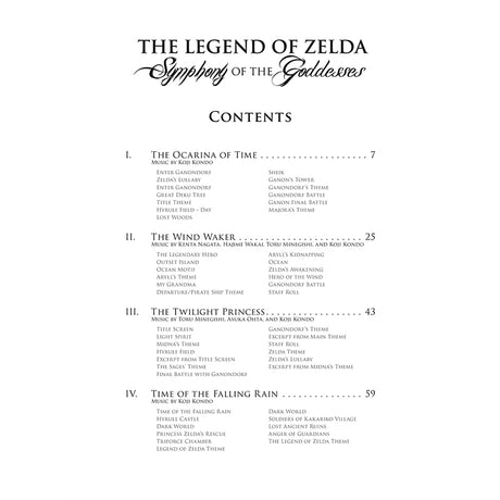 Legend of Zelda Sheet Music list of piano solos