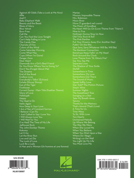 List of 1010 movie hits solos for flute sheet music