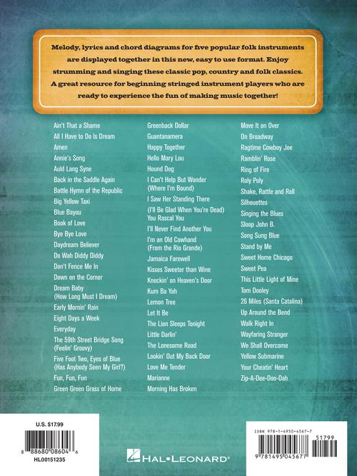 list of 70 classic songs sheet music for guitar, ukulele and banjo