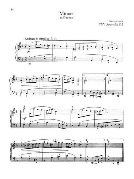 minuet in d minor for piano sheet music