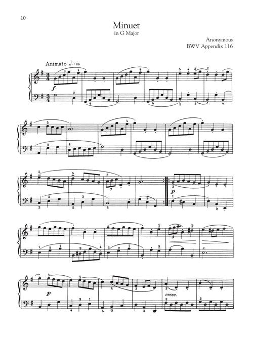 minuet in g major for piano sheet music