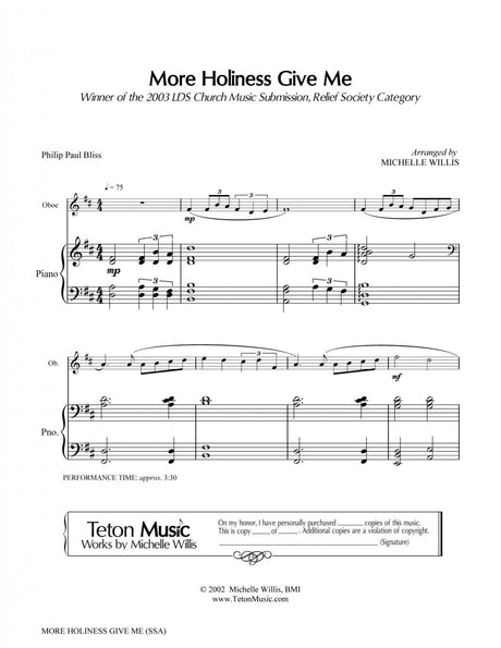 More Holiness Give Me (SSA and piano)