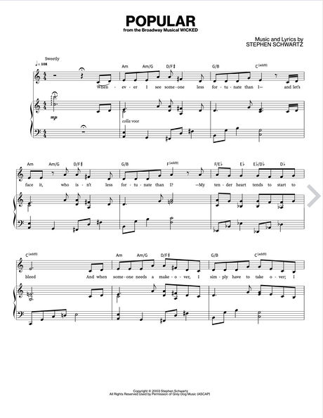 popular wicked sheet music from teton music