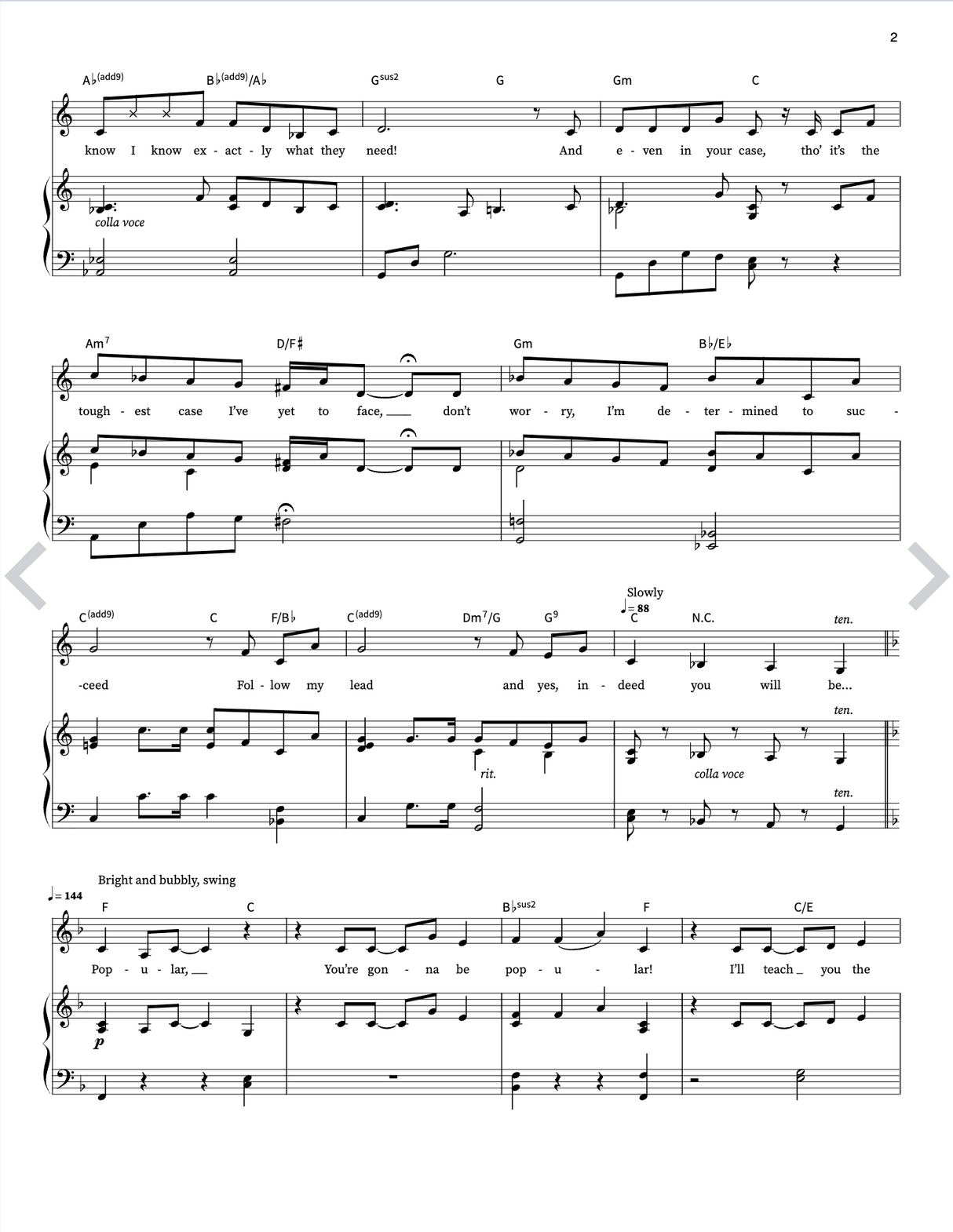 popular wicked sheet music for vocal and piano