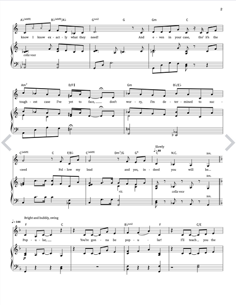 popular wicked sheet music for vocal and piano