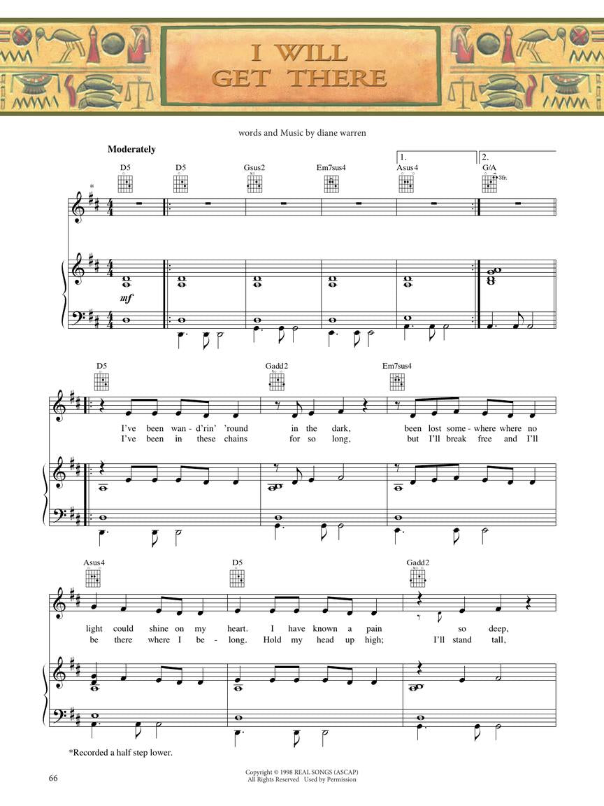 prince of egypt piano vocal and guitar sheet music I will get there