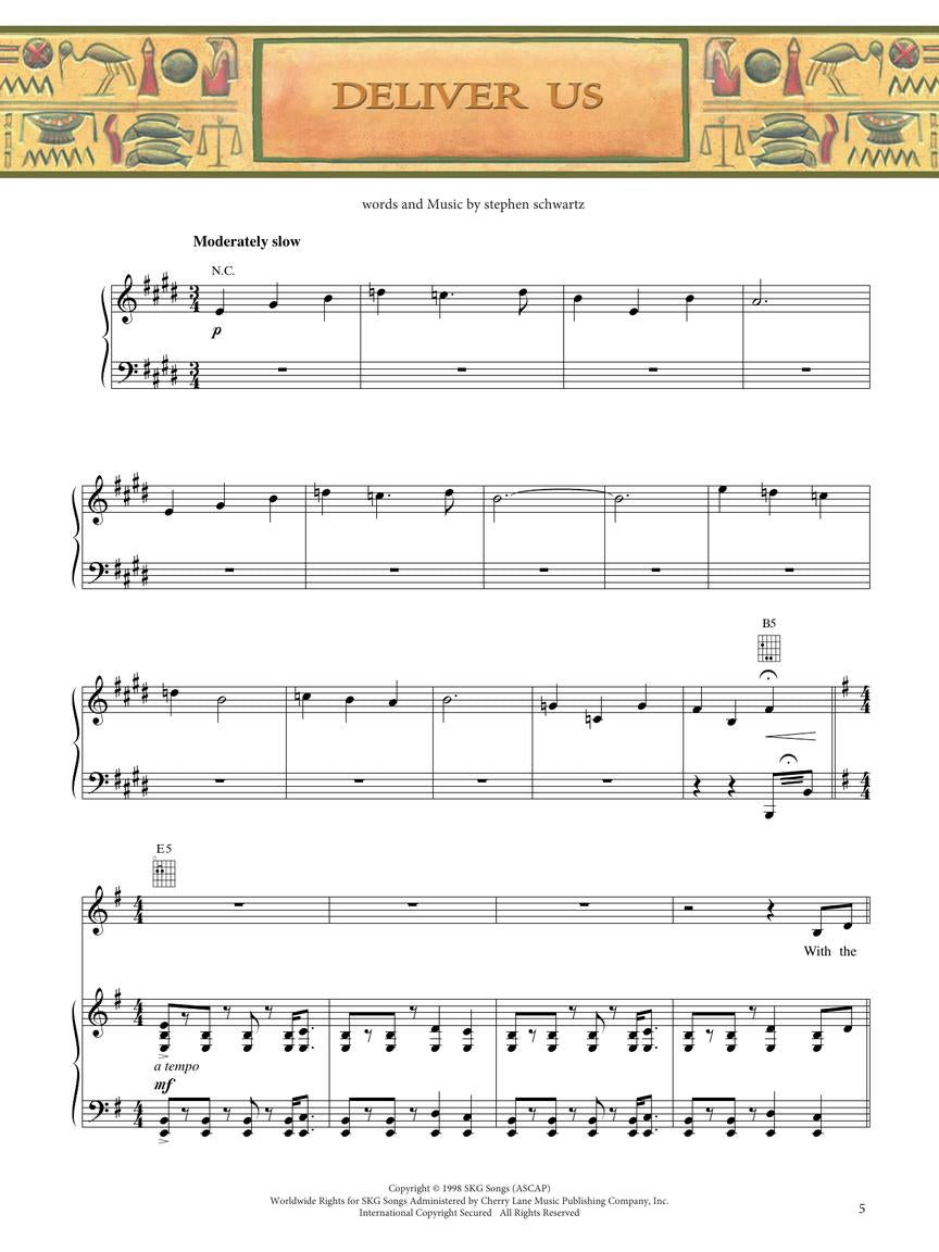 prince of egypt piano vocal and guitar sheet music deliver us