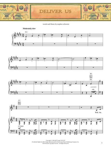 prince of egypt piano vocal and guitar sheet music deliver us